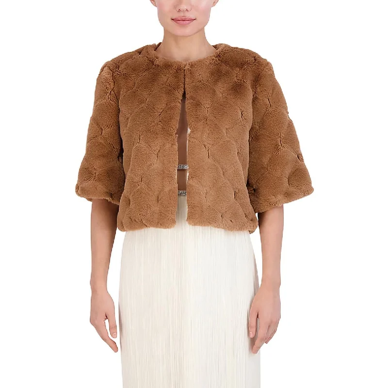 casual coatBCBGMAXAZRIA Womens Faux Fur Shrug Jacket Faux Fur Coat