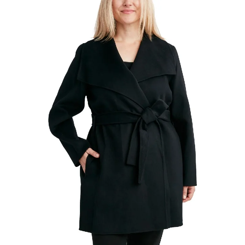 urban coatTahari Womens Wool Blend Tie Belt Wrap Coat