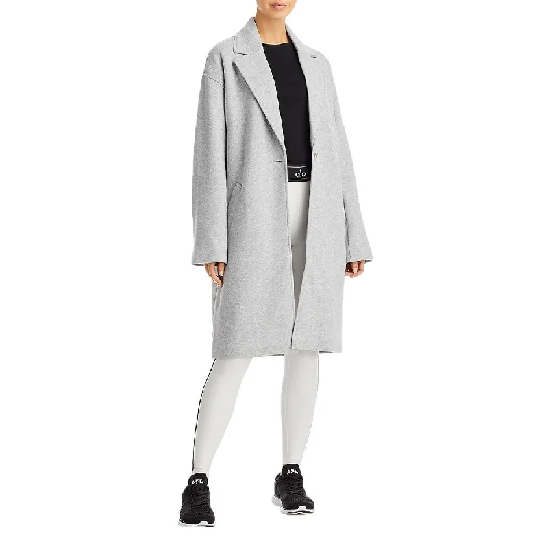 chic coatAlo Yoga Womens Cotton Blend Heathered Trench Coat