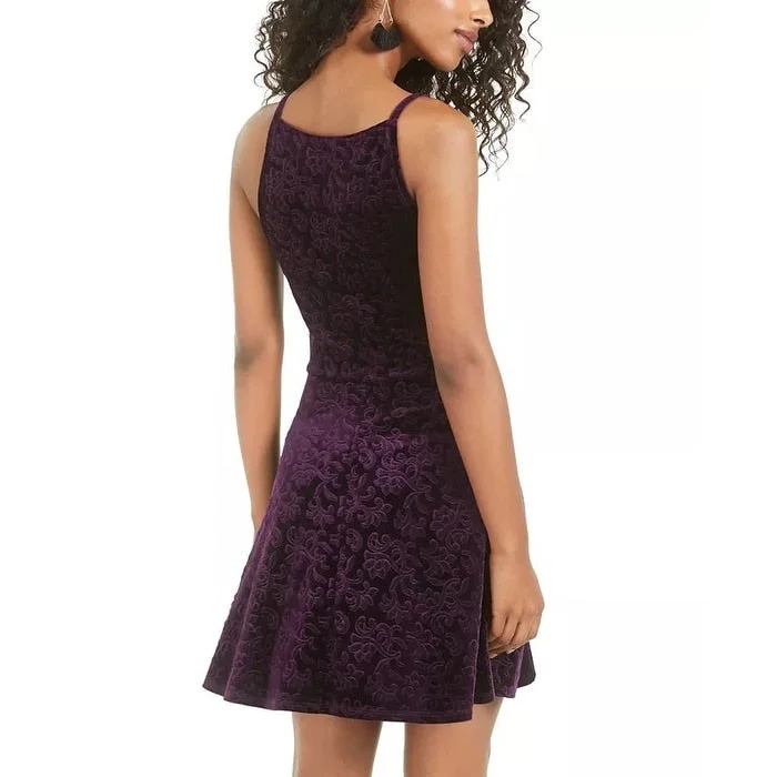 romantic dressJump Juniors' Velvetembossed Dress Purple Size Xxs