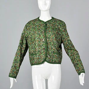 retro coat1960s Quilted Cotton Jacket in a Floral Print