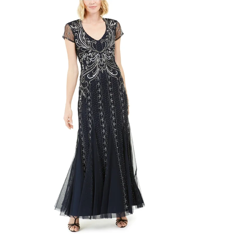 floral wrap dressAdrianna Papell Womens Beaded Gown Dress, Blue, 16