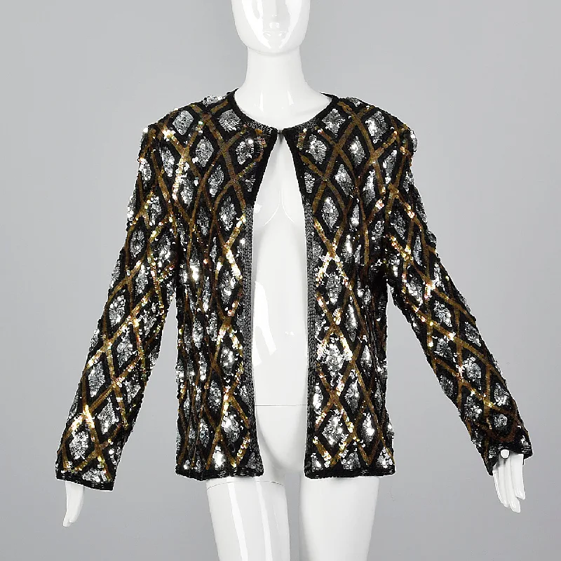 fashionable outerwear1980s Diamond Sequin Jacket