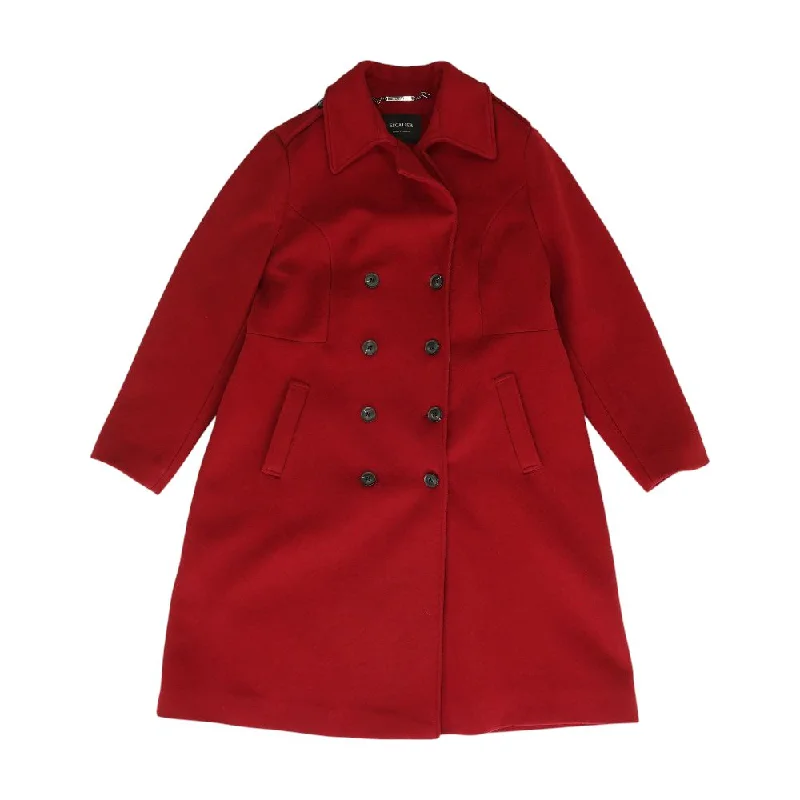 oversized puffer coatMaroon Solid Peacoat Coat