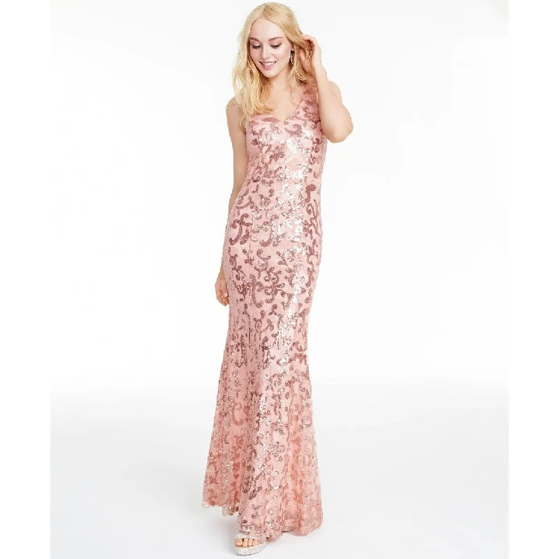 wrap-around dressCity Studios Juniors' Sequined Gown Pink Size 1