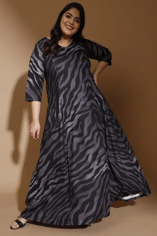 draped dressBlack Nightiger Printed Maxi Dress