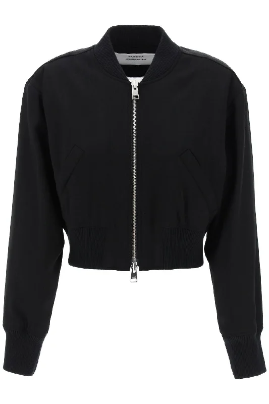 comfortable winter coatCropped Twill Bomber Jacket  - Black