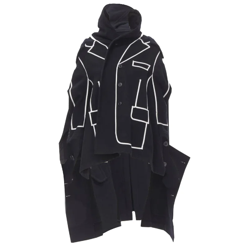 Comme Des Garcons trompe l'oeil piping trench coat