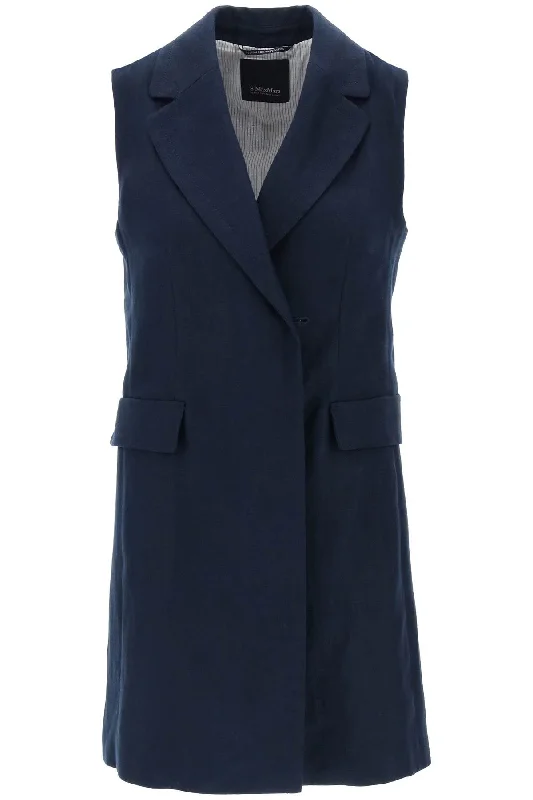 long coat'marie' Midi Sleeveless  - Blue