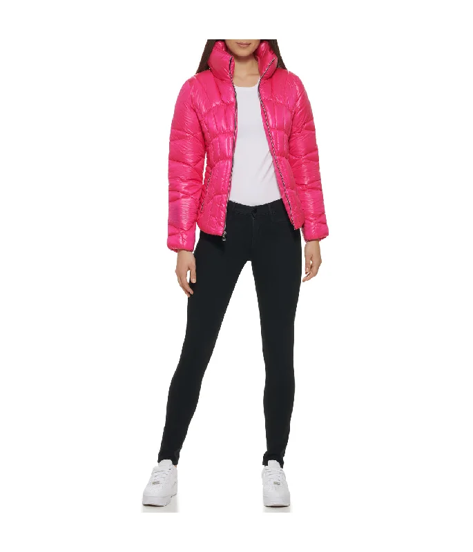 casual trench coatQuilted Puffer Jacket Hot Pink