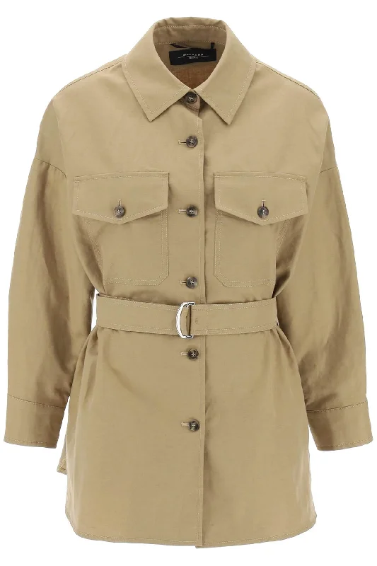 trendy puffer coatCotton And Linen Vicario Overshirt  - Beige