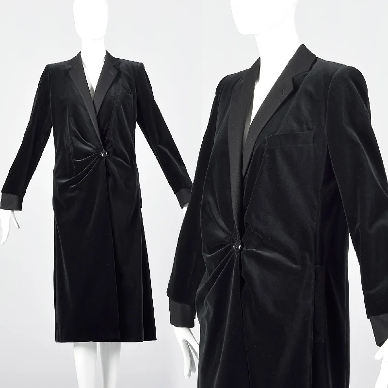 padded puffer coat1980s Giorgio Armani Black Velvet Coat