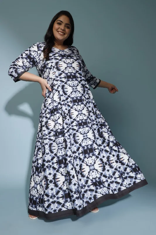 puff sleeve dressShibori Inspired Printed Long Dress