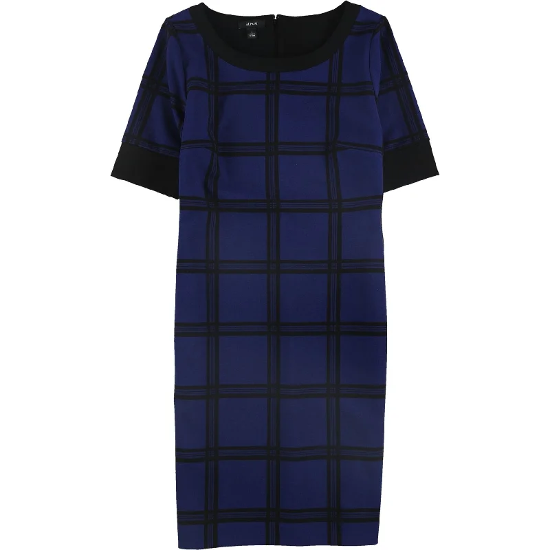 v-neck dressAlfani Womens Windowpane Midi Sheath Dress