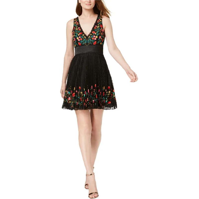 sleeveless dressFrench Connection Womens Embroidered Lace A-line Dress, Black, 0