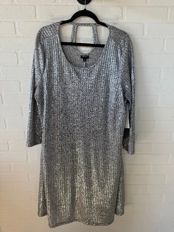 form-fitting dressDress Party Midi By Torrid In Silver, Size: 3x