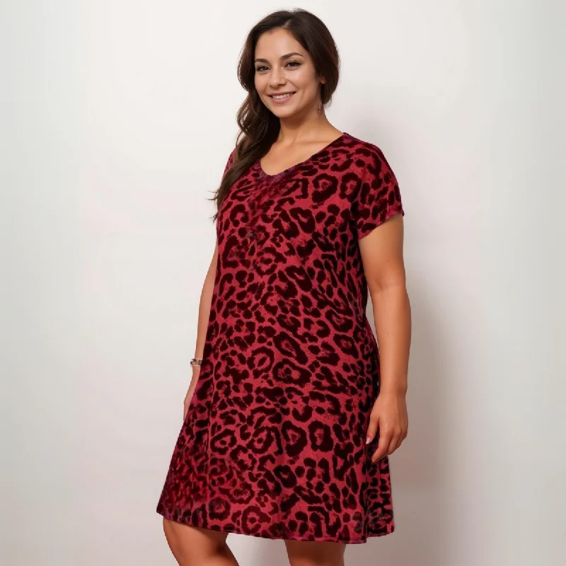 floral dressROCKTHOSECURVES LEOPARD PRINT V NECK SHORT SLEEVE DRESS