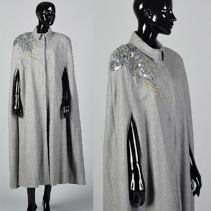 lightweight coat1980s Grey Wool Cape