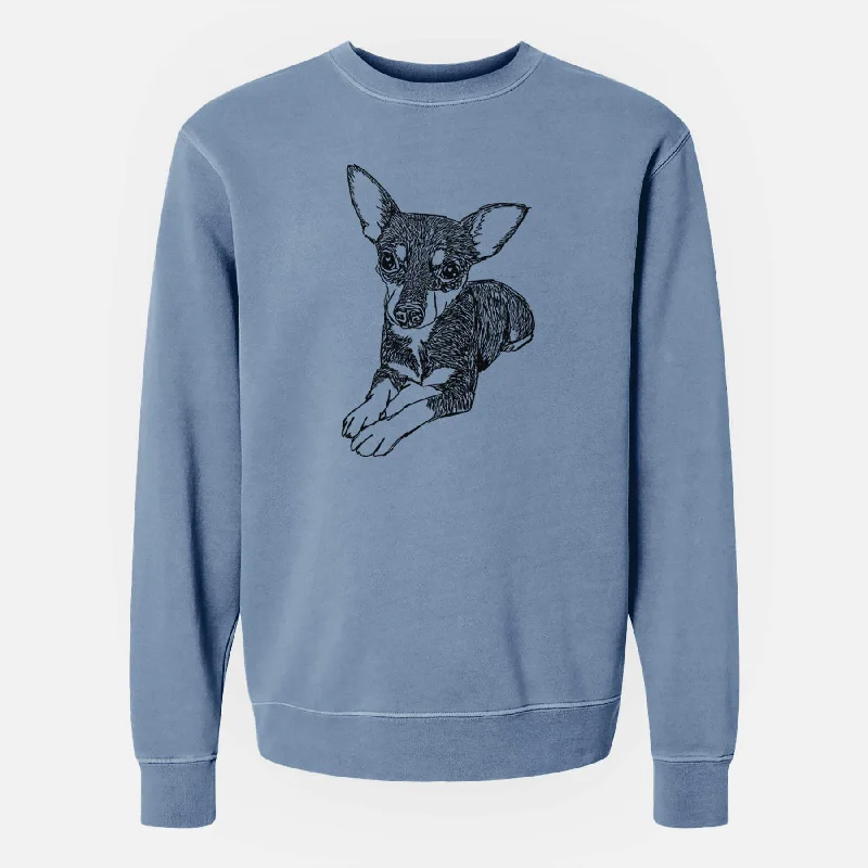 contemporary fitness sweatshirtDoodled Sparty the Mixed Breed - Unisex Pigment Dyed Crew Sweatshirt