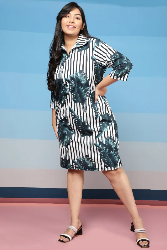 sleeveless dressTropical Stripes Shirt Dress