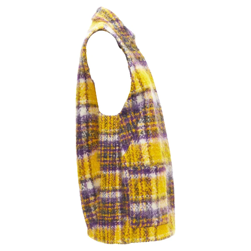 Marni plaid check mohair blend boxy sleeveless coat