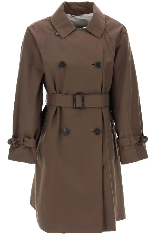 versatile coatDouble-breasted Midi Trench Coat  - Brown