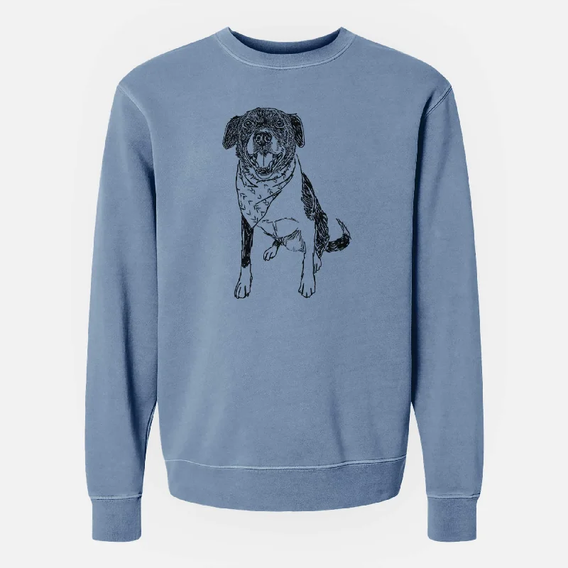 sporty casual hoodieDoodled Tucker the Border Collie Pitbull Mix - Unisex Pigment Dyed Crew Sweatshirt