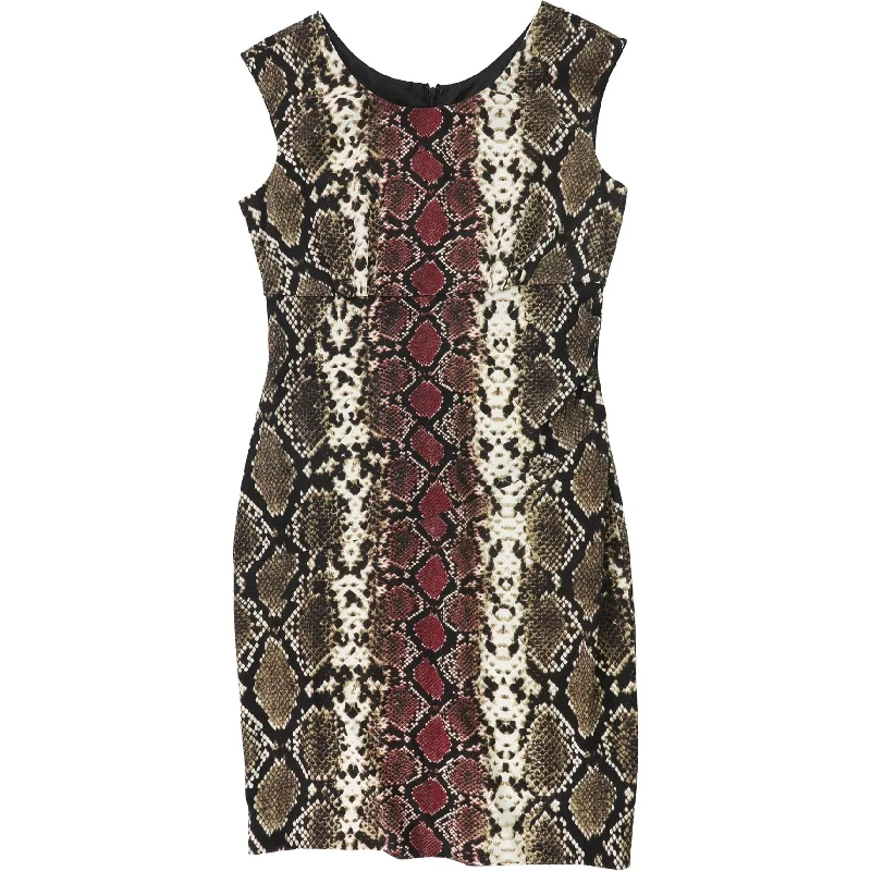 casual slip dressCalvin Klein Womens Snake Print Bodycon Dress, Brown, 8