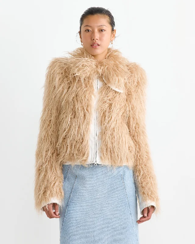 windproof jacketFaux Fur Jacket in Beige