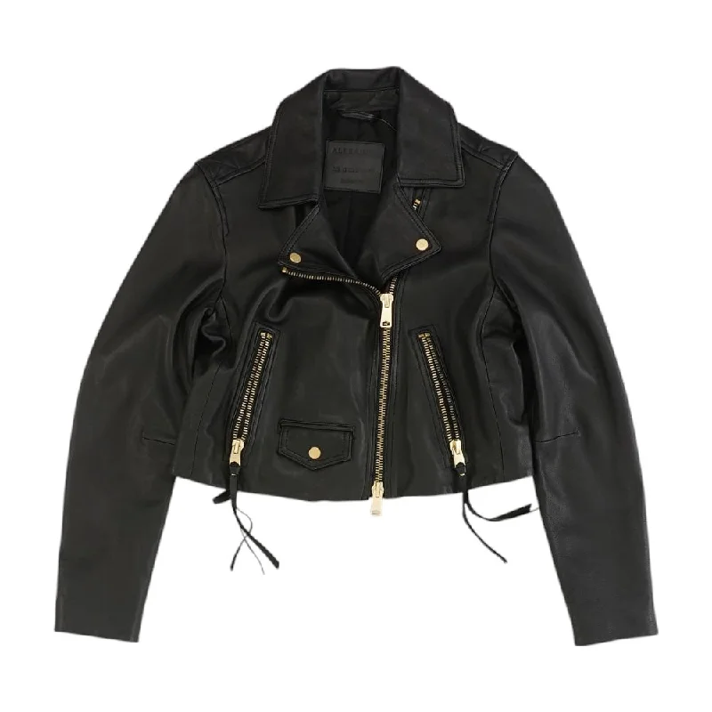 relaxed fit coatBlack Solid Leather Jacket