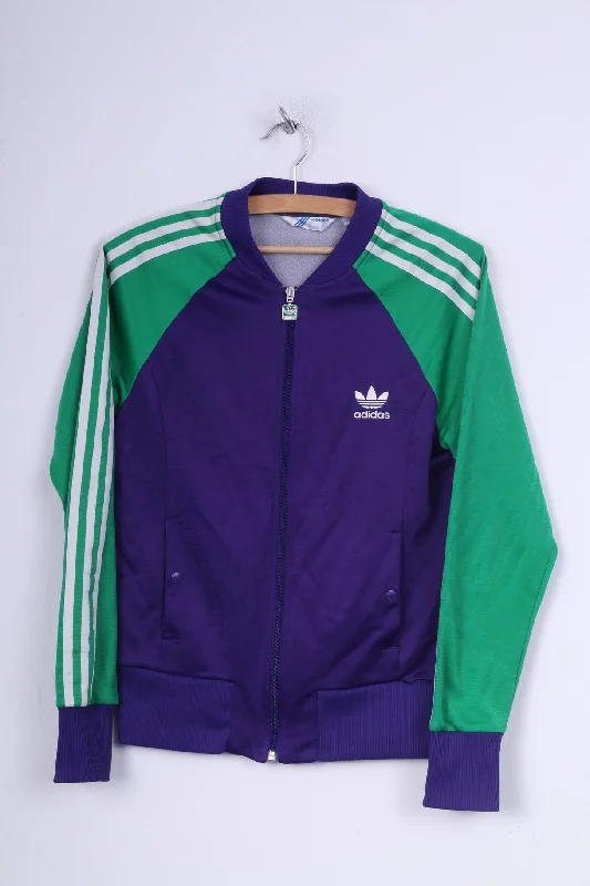 Adidas Womens 42 M Sweatshirt Full Zipper Bomber Bomber Purple