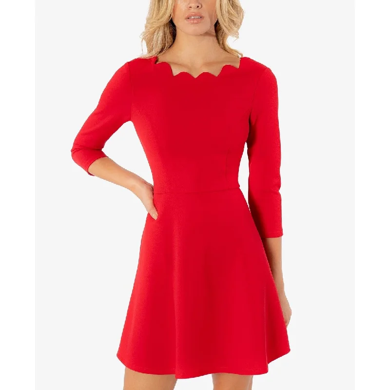 ruched dressSpeechless Juniors' Scuba Fit & Flare Dress Red Size Small