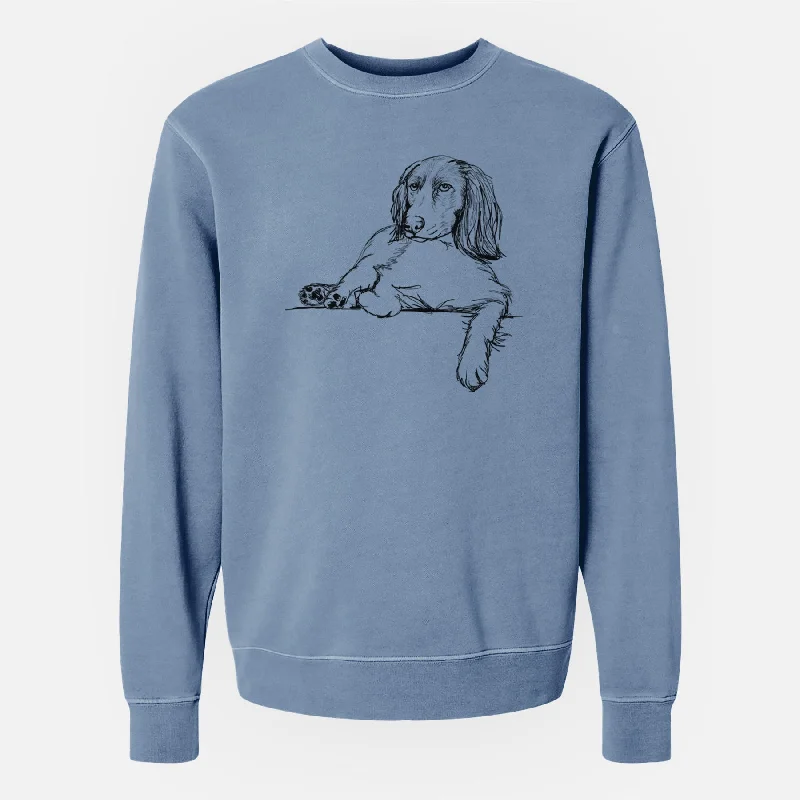 stylish performance hoodieDoodled Chalupa Batman the Boykin Spaniel - Unisex Pigment Dyed Crew Sweatshirt