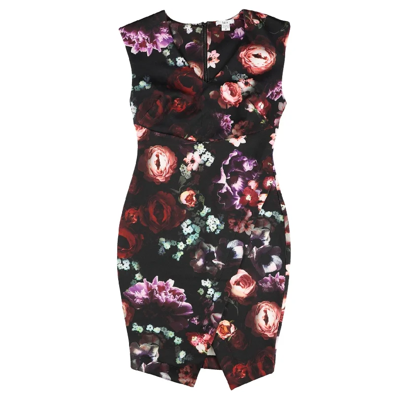 one-shoulder dressBar Iii Womens Floral Print Envelope Sheath Dress