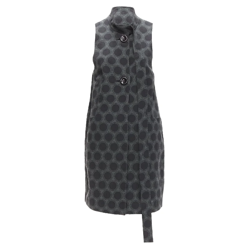 Marni dot print long strap collar dress