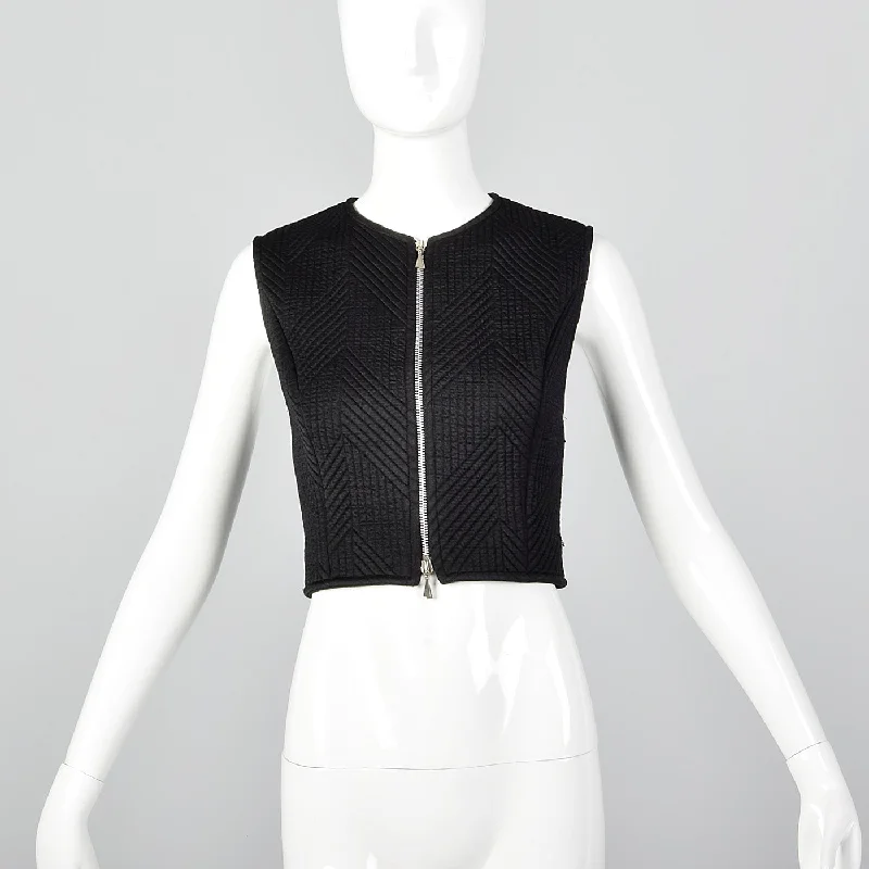 chic padded coat1980s Claude Montana Quilted Black Vest