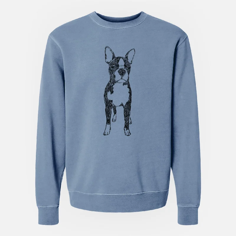 sleek sports hoodieDoodled Cooper the Boston Terrier - Unisex Pigment Dyed Crew Sweatshirt