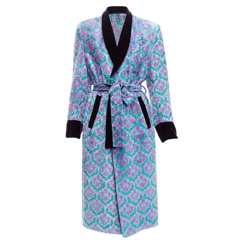 Gvgv tapestry jacquard velvet belted robe coat