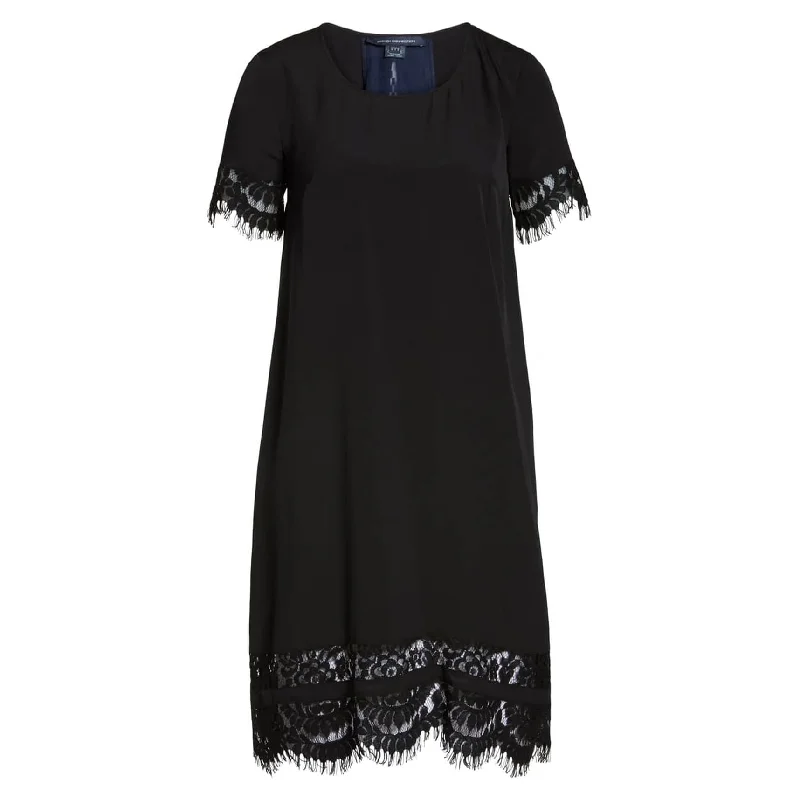 lace dressFrench Connection Womens Classic Crepe And Lace Tunic Dress, Black, 2