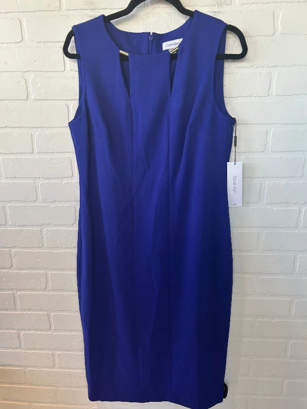 floral midi dressDress Work By Calvin Klein In Blue, Size: L