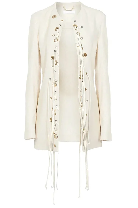 cold weather coatCollarless Long Jacket