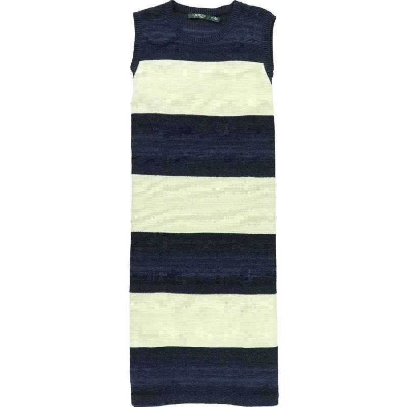 luxury dressRalph Lauren Womens Striped Sweater Dress, Blue, X-Small