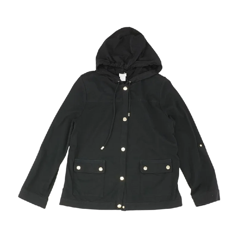 fashionable outerwearBlack Solid Lightweight Coat