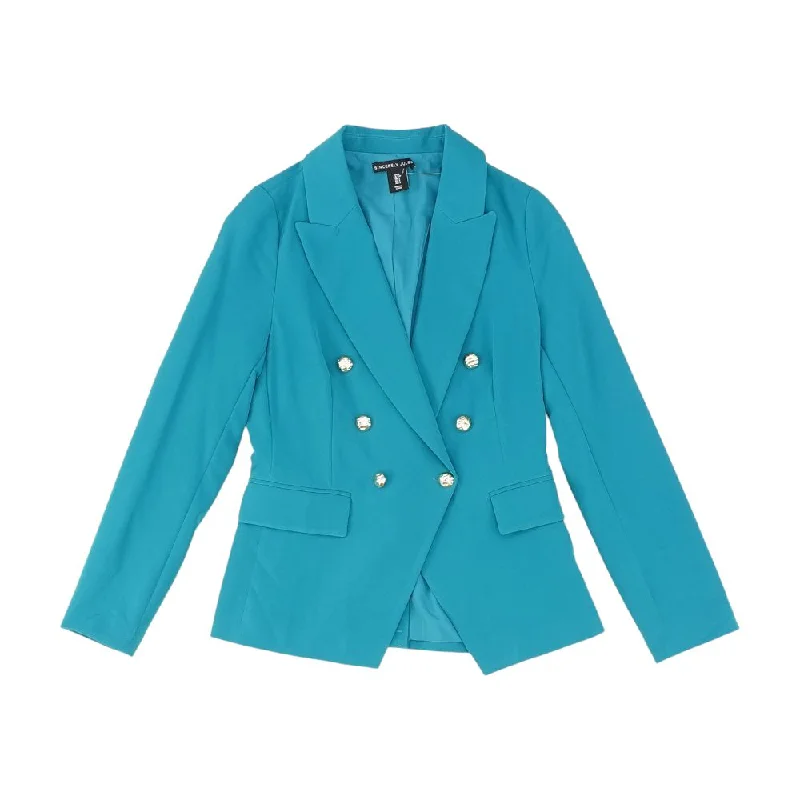 stylish peacoatTurquoise Solid Blazer