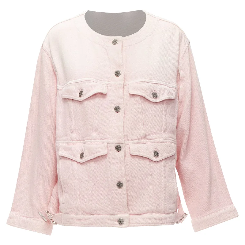 Chanel cotton pockets cc buttons collarless oversized jacket