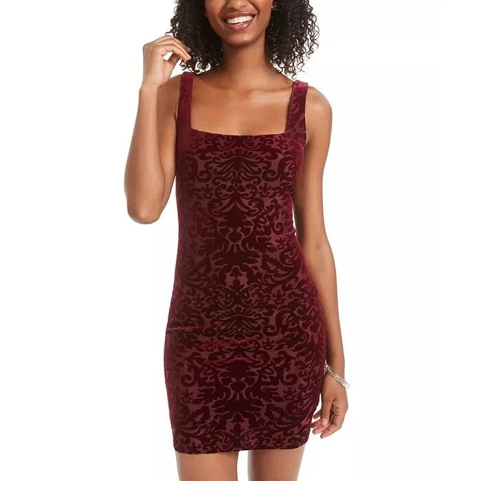 boho-chic dressJump Juniors' Velvet Burnout Sheath Dress Dark Red Size Large