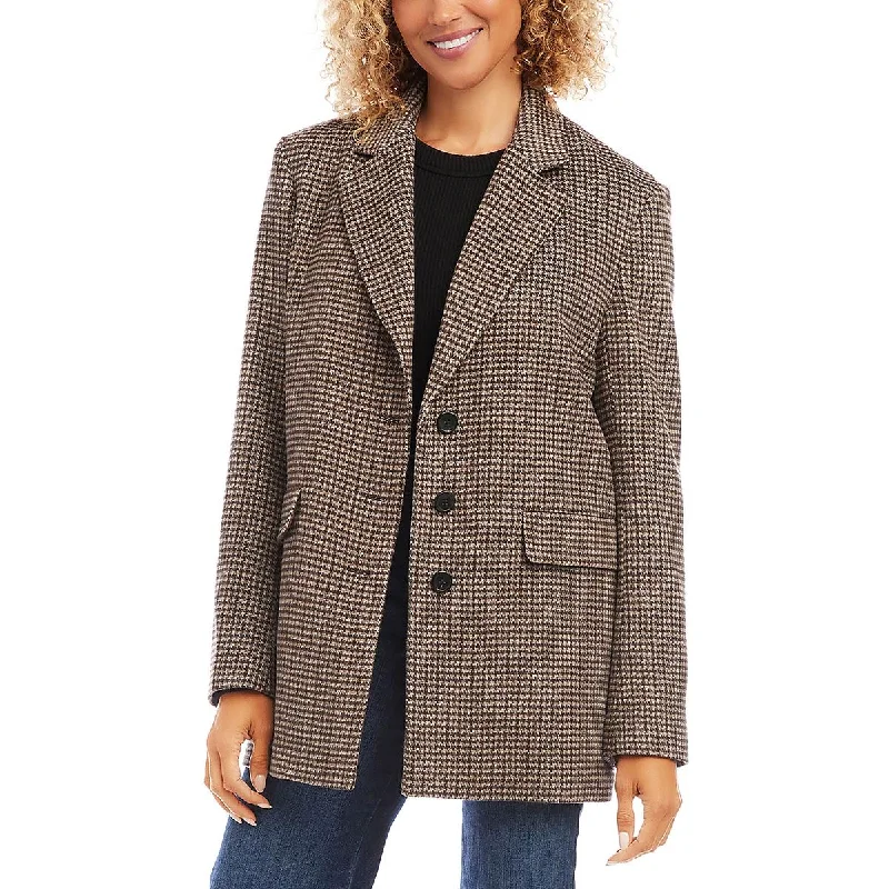 stylish peacoatKaren Kane Womens Wool Blend Houndstooth Pea Coat