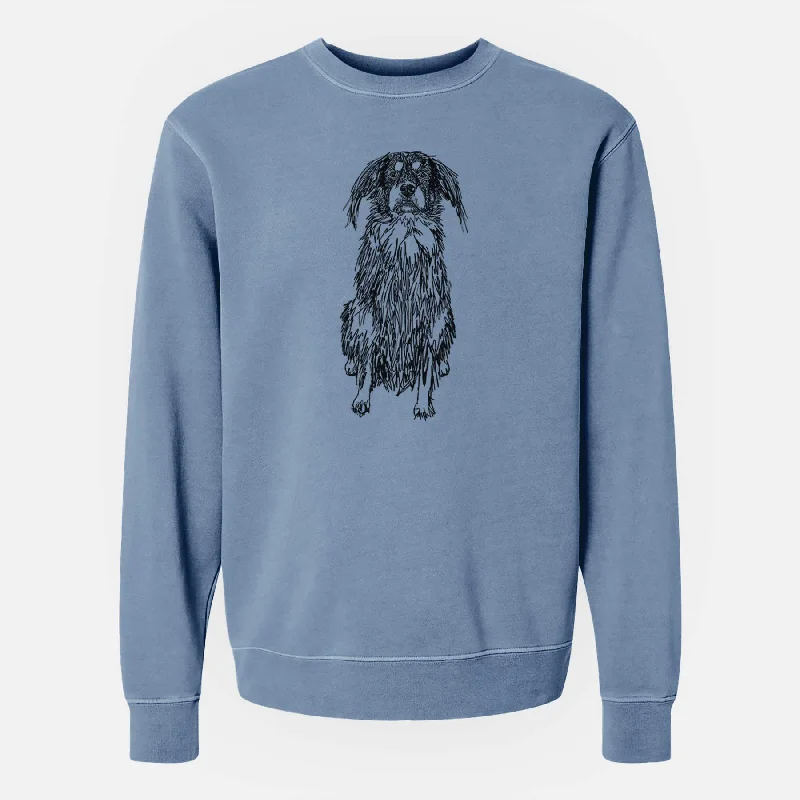 trendy sports sweatshirtDoodled Indy the Mixed Breed - Unisex Pigment Dyed Crew Sweatshirt