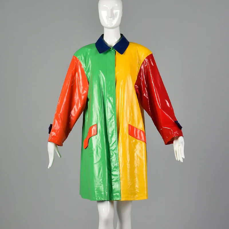 outdoor coat1980s Bill Blass Color Block Raincoat